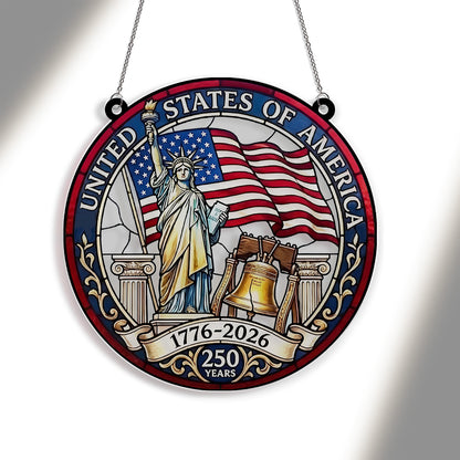 USA 250 Years Anniversary Suncatcher Ornament | 4th of July Suncatcher | 1776–2026 Patriotic Decoration 684135