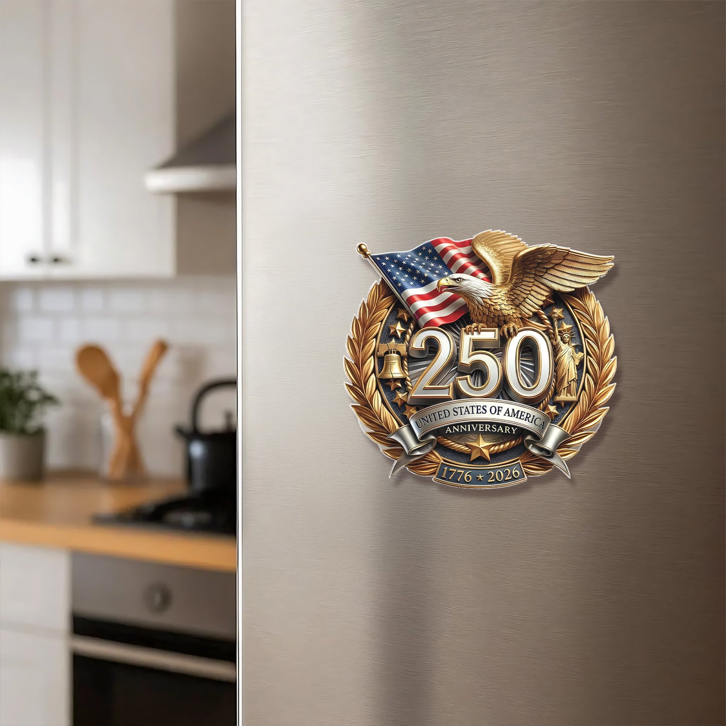 250 Years USA Anniversary Fridge Magnet | Patriotic Eagle US Flag 1776–2026 Fridge Magnet 684246