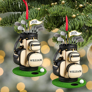 Custom Name Golf Bag Christmas Acrylic Ornament | Personalized Golf Backpack Christmas Ornament 683699