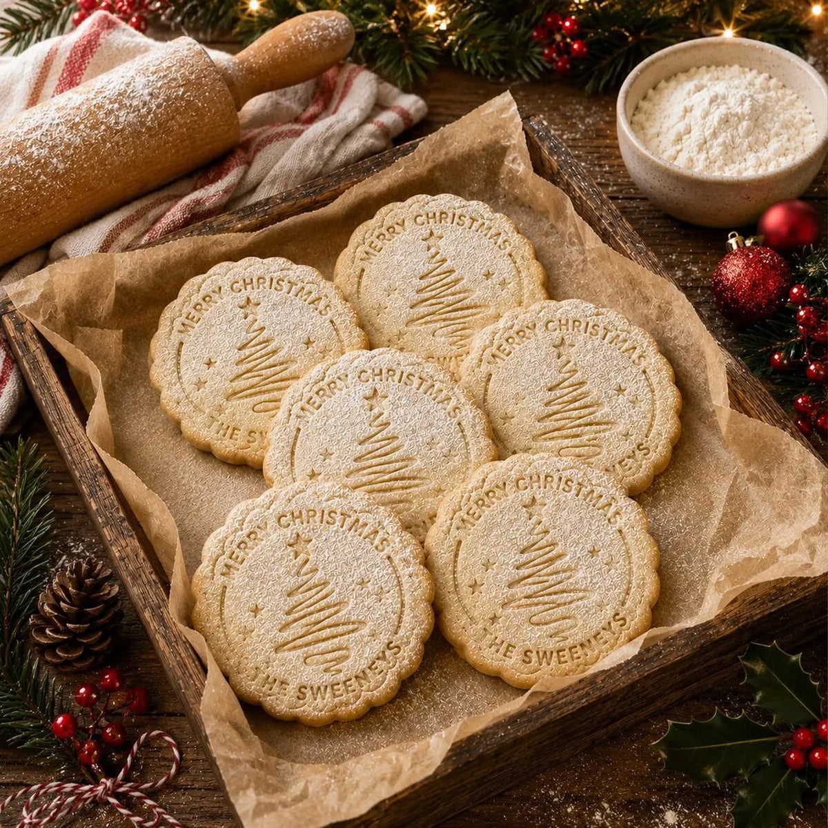 Personalized Christmas Cookie Cutter & Stamp, Custom Family Name Christmas Tree Baking Stamp 686742 WFD