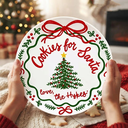 Personalized Cookies for Santa Plate, Custom Family Name Christmas Cookie Plate, Christmas Housewarming Gift 686783