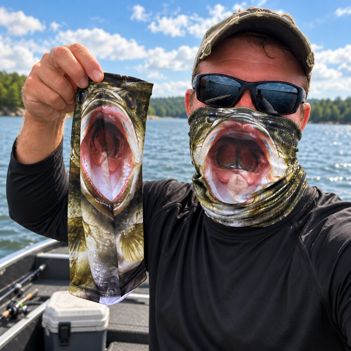 The Bass Face Fishing Mask, Funny Fish Face Neck Gaiter, Bass Fishing Gift for Men Anglers 686471 WFD