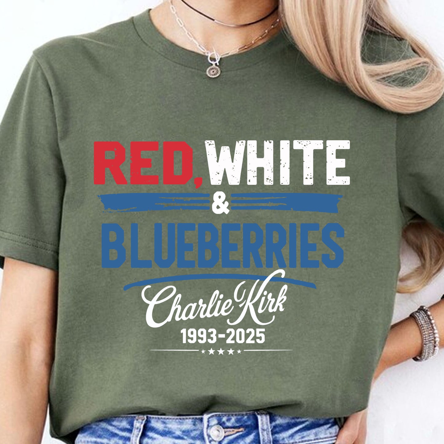 Red White & Blueberries Charlie Kirk 1993-2025 Shirt | Justice Charlie Kirk Memorial Shirt 683073