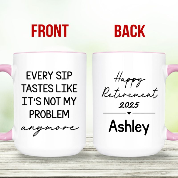 Personalized Retirement Coffee Mug, Custom Retirement Gift For Boss Coworker, Happy Retirement White Mug Accent Mug 683199