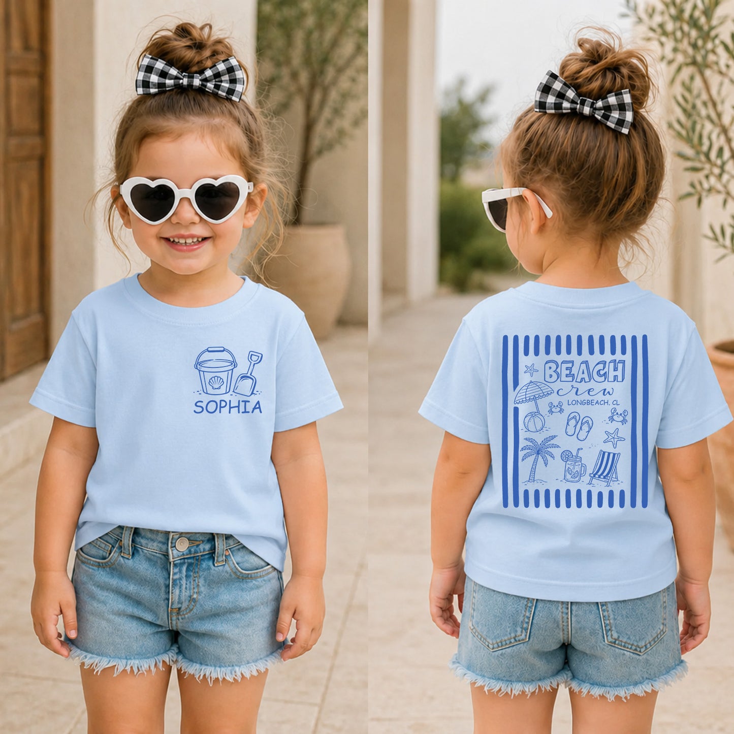 Custom Beach Crew Pocket & Back Kids Shirt, Personalized Family Vacation Tee, Summer Beach Trip Kids Shirt 685510