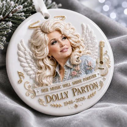 Dolly Parton Angel 3D Relief White Acrylic Ornament, Country Music Legend Memorial Christmas Ornament 686143 WFD