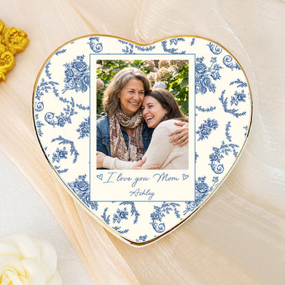 Custom Photo Jewelry Dish for Mom | Personalized Toile De Jouy Trinket Tray | Mother's Day Gift 684588