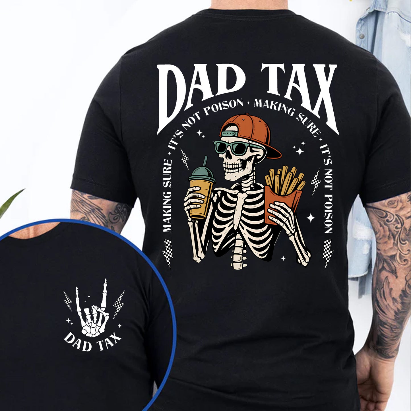 Funny Dad Tax Pocket & Back Shirt, Skeleton Dad Graphic Tee, Funny Father’s Day Gift For Dad 685091