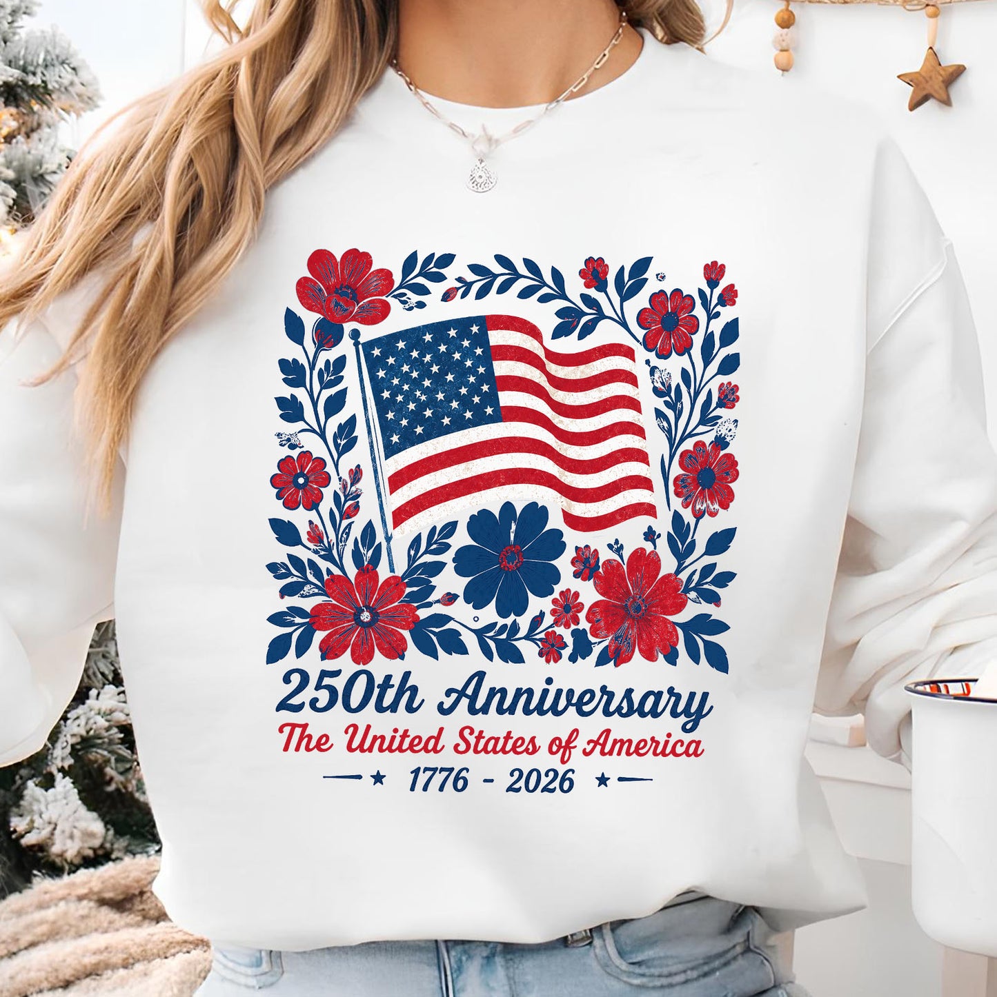 Patriotic 250 Years Anniversary Floral Shirt, USA Flag 1776-2026 Independence Day Tee, 4th of July Gift 685362