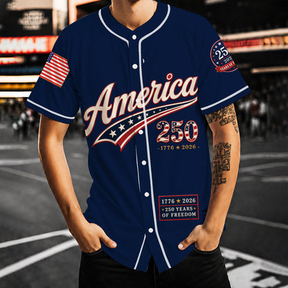 Custom 250 Years Anniversary USA Baseball Jersey, Personalized Name Patriotic Shirt, America 1776-2026 Jersey 685249
