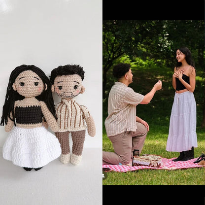 Personalized Couple Crochet Doll, Custom Portrait Crochet Doll, Handmade Anniversary Gift for Mom & Dad 683777