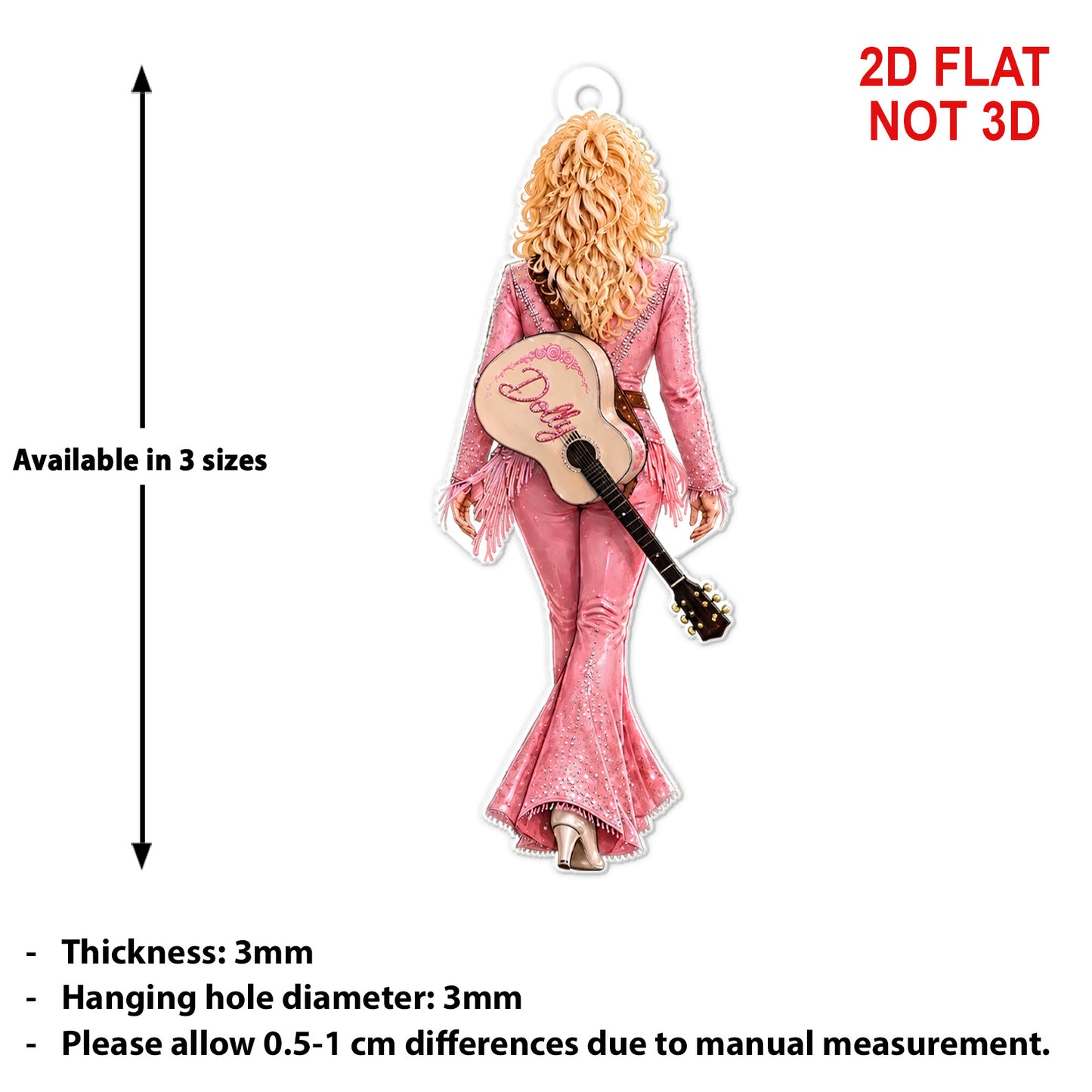 Dolly Parton Pink Outfit Acrylic Ornament, Guitar Country Music Christmas Ornament, Dolly Fan Gift 686174