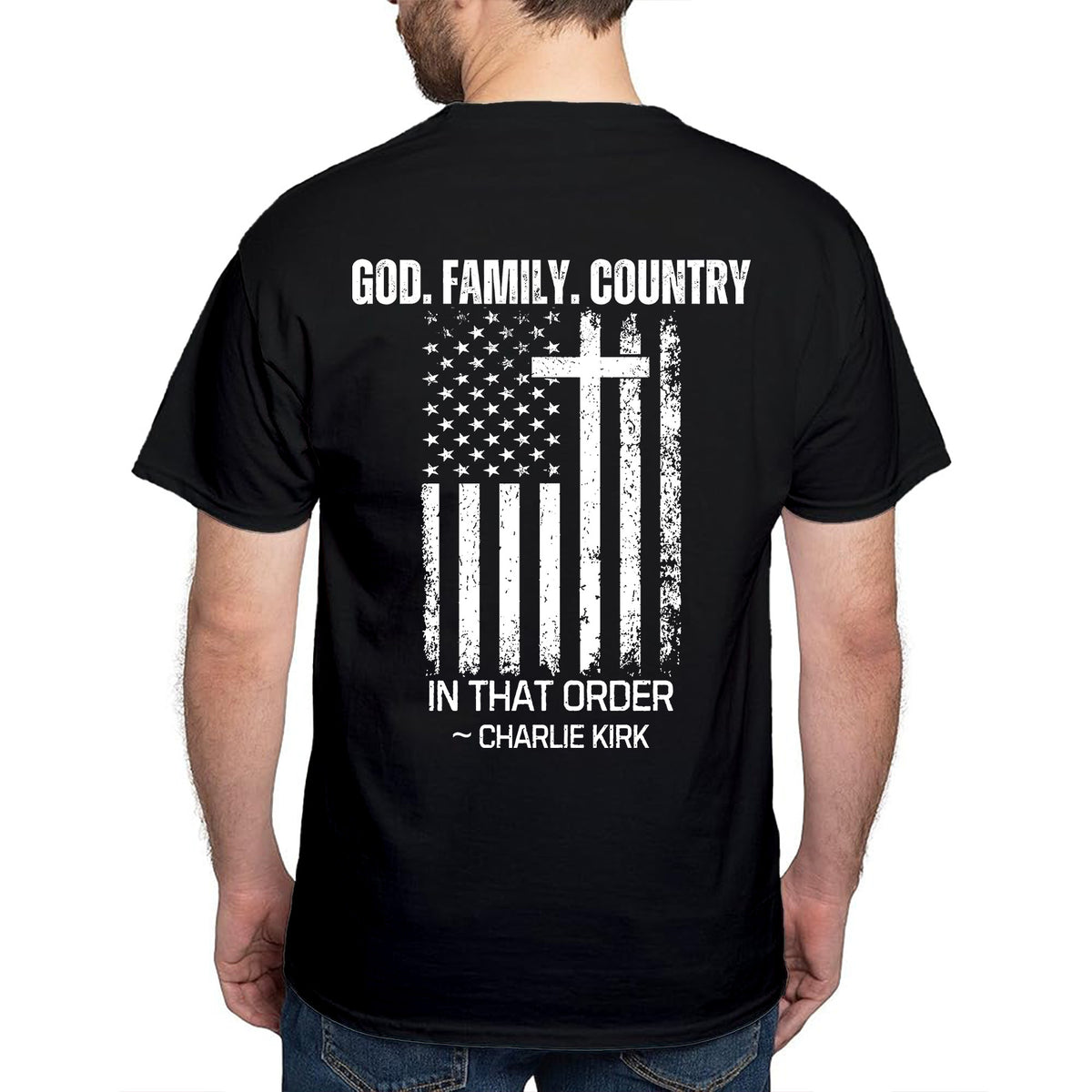 God Family Country Backside Shirt | Charlie Kirk Red Shirt | We Wear Red Charlie Kirk Birthday October 14 | Red Freedom Shirt 683065