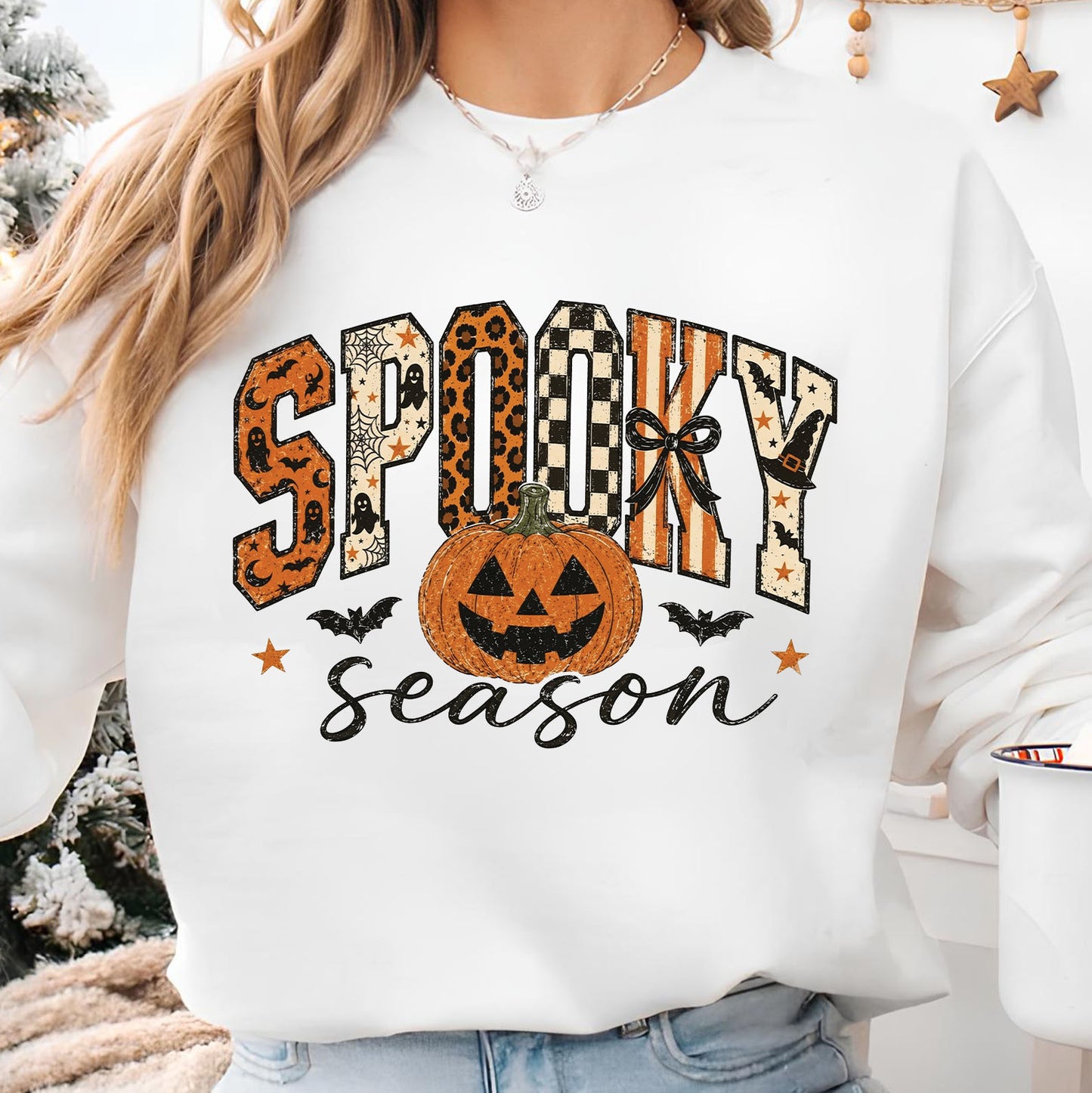 Spooky Season Halloween Shirt, Retro Checkered Leopard Pumpkin Tee, Girly Vintage Halloween Shirt 685867