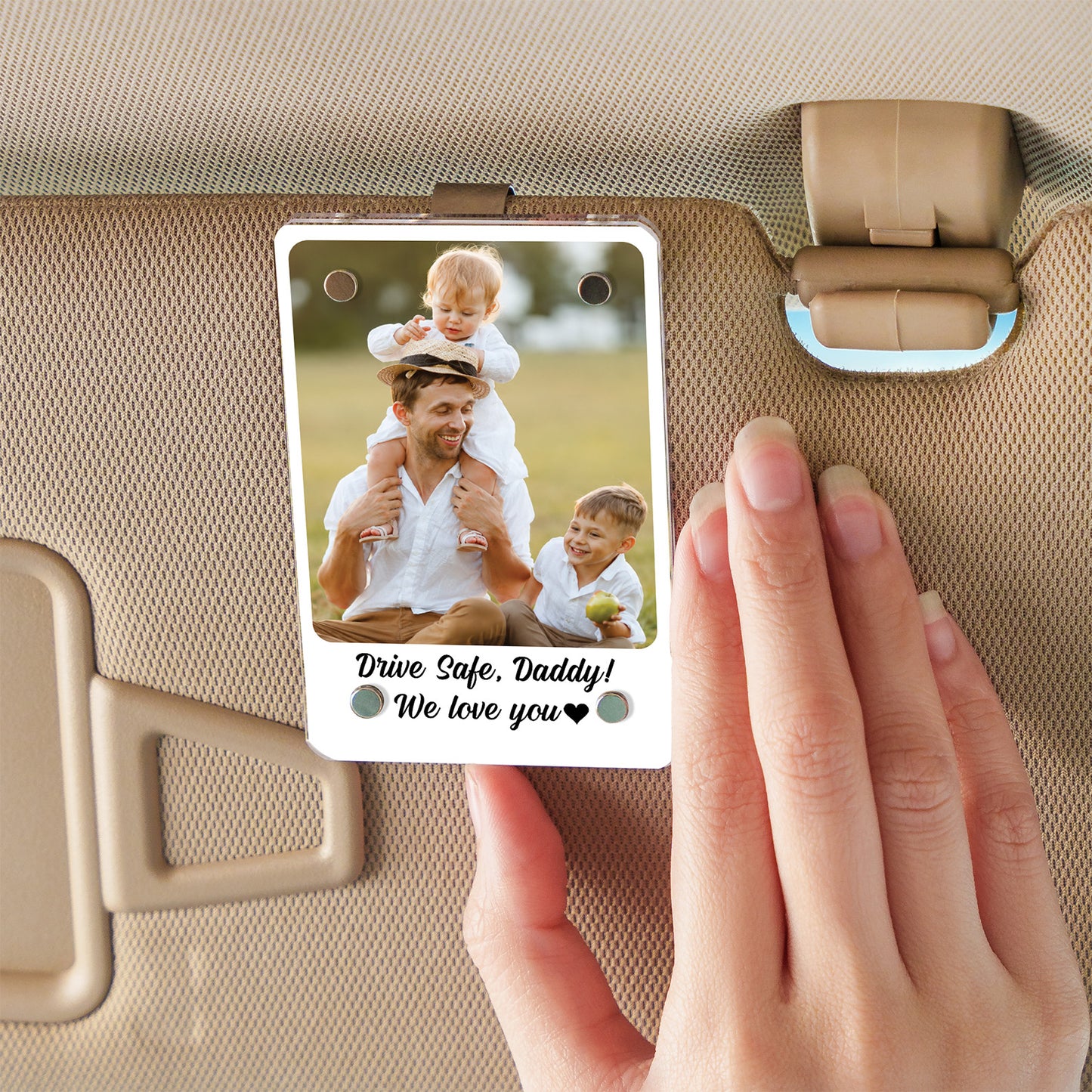 Personalized Drive Safe Daddy Car Visor Clip, Custom Photo Visor Clip Gift for Dad, Father’s Day Gift 684960