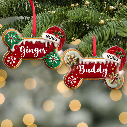 Personalized Dog Bone Acrylic Ornament, Custom Pet Name Gingerbread Christmas Ornament, Dog Lover Gift 685963
