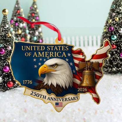 USA 250 Years 1776–2026 Wood Ornament | Patriotic 4th of July Christmas Ornament | Happy 250th Birthday Ornament 683127
