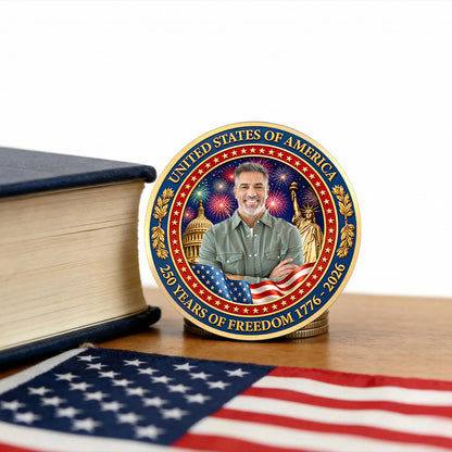Custom Photo 250 Years Commemorative Coin, Personalized Patriotic USA Challenge Coin 685013