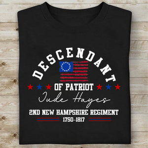 Custom Name Descendant of a Patriot Shirt | Personalized DAR SAR Tee | American Revolution Heritage T-Shirt 684419