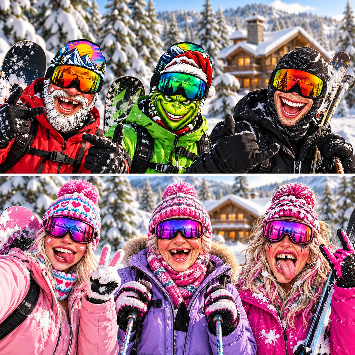 Funny Face Ski Mask, Novelty Printed Balaclava for Skiing Snowboarding, Winter Gag Gift 686487 WFD