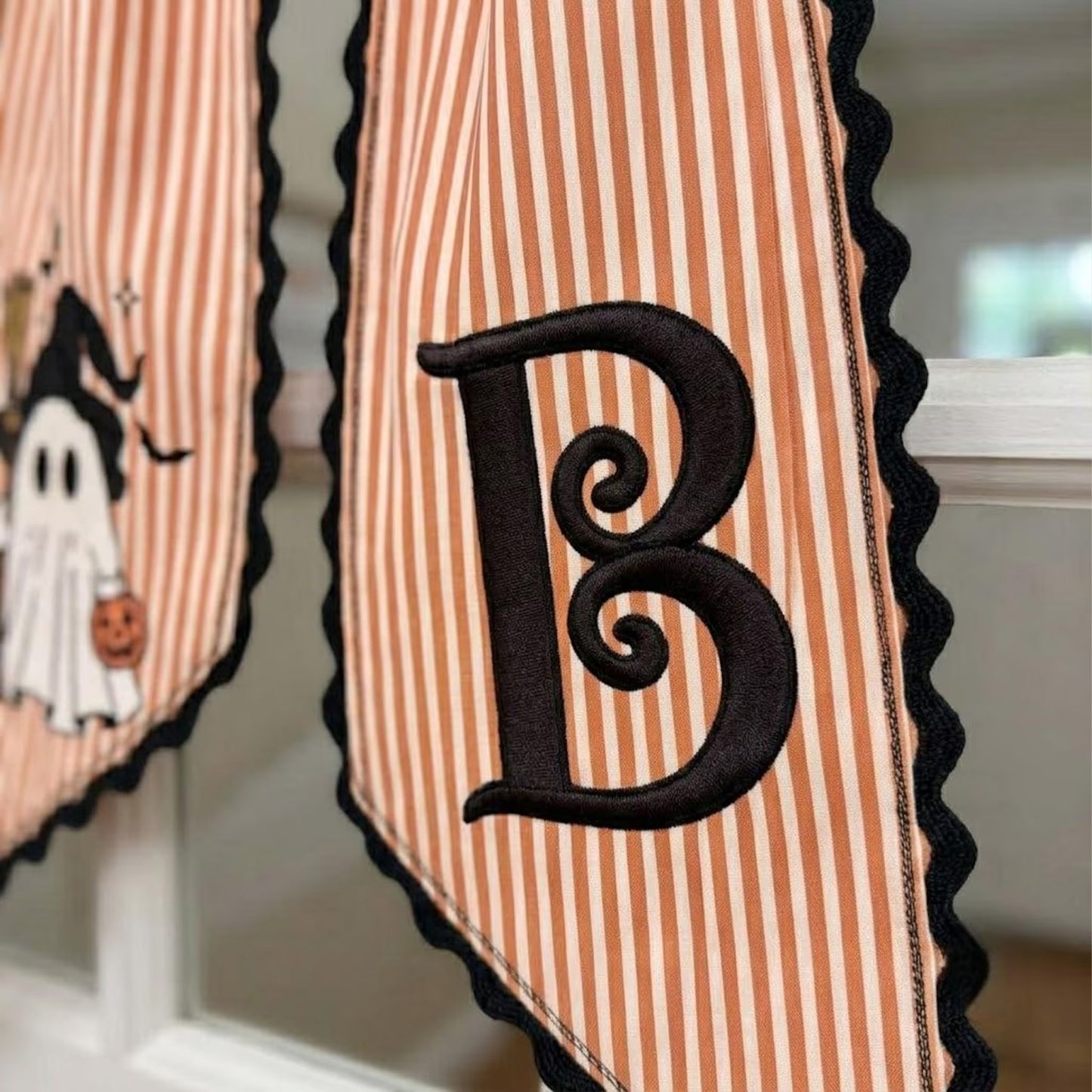 Personalized Halloween Wreath Sash, Custom Name Witch Ghost Door Bow, Spooky Halloween Decor 685796 WFD