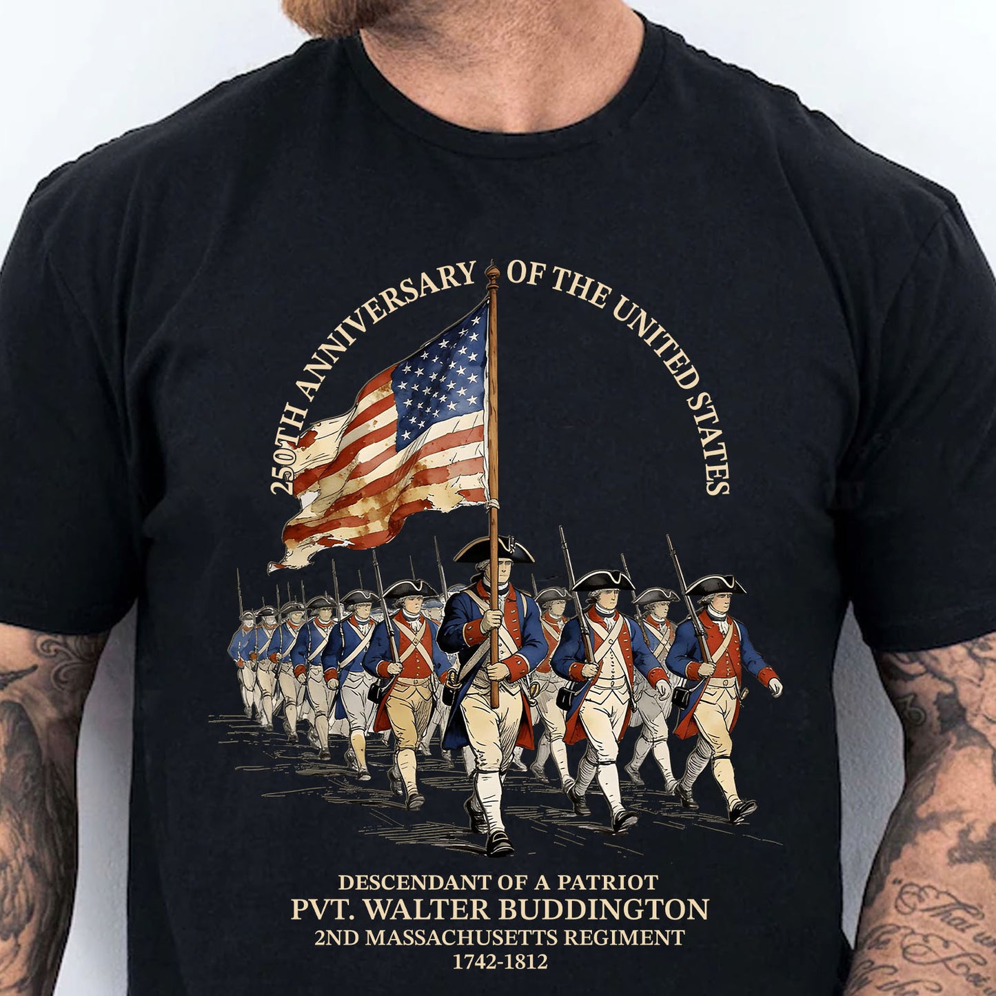 Custom Name 250 Years Anniversary Dark Shirt | Personalized Descendant of a Patriot Sweatshirt | Patriotic Tee 684407