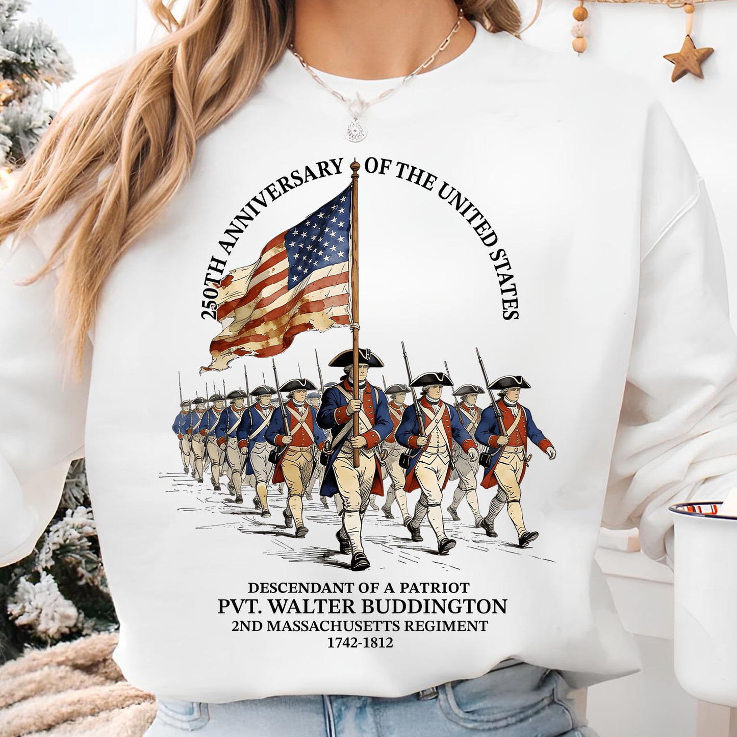 Custom Name 250 Years Anniversary Bright Shirt | Personalized Descendant of a Patriot Sweatshirt | Patriotic Tee 684407
