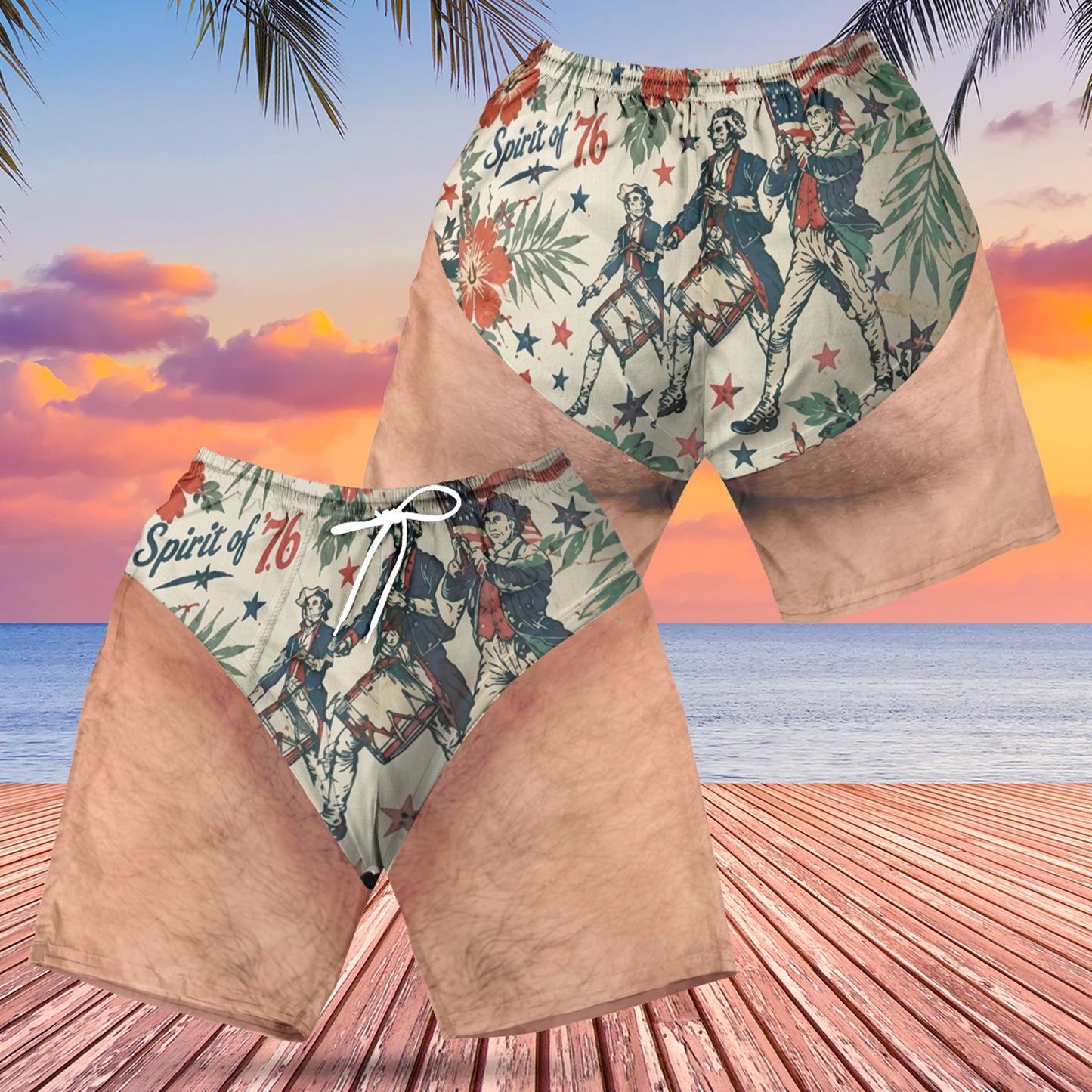 250 Years Of America Beach Short, Spirit Of '76 Patriotic AOP Beach Shorts, 4th Of July Swim Trunks 685585