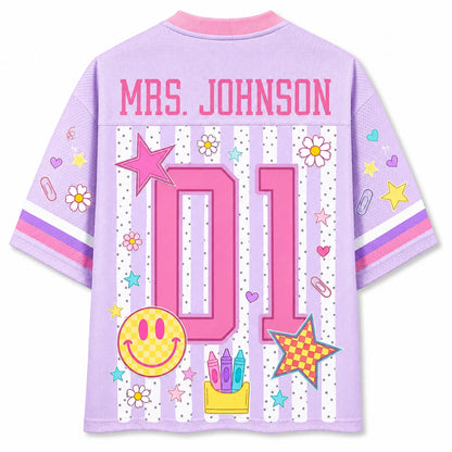 Personalized Teacher Football Jersey, Custom Grade Level Name & Number Shirt, Retro Back to School Gift 685676 WFD