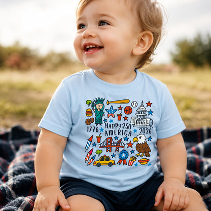 Happy 250 Years Anniversary Kids T-Shirt, 1776-2026 USA Patriotic Tee, America 250th Anniversary Shirt 685104