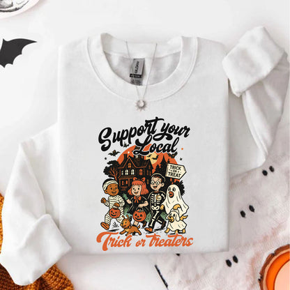 Support Your Local Trick or Treaters Halloween Shirt, Vintage Retro Halloween Sweatshirt 683304
