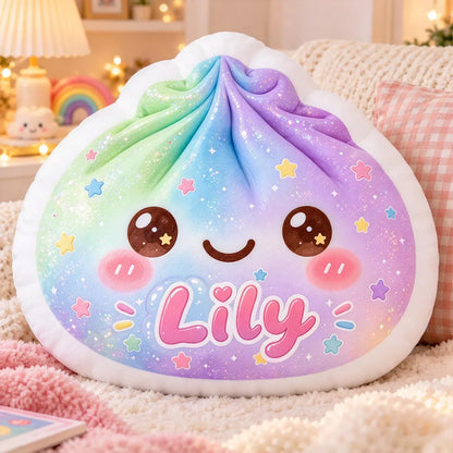 Personalized Glitter Dumpling Pillow, Custom Name Rainbow Cushion, Kids Room Decor, Christmas Gift 686907 WFD