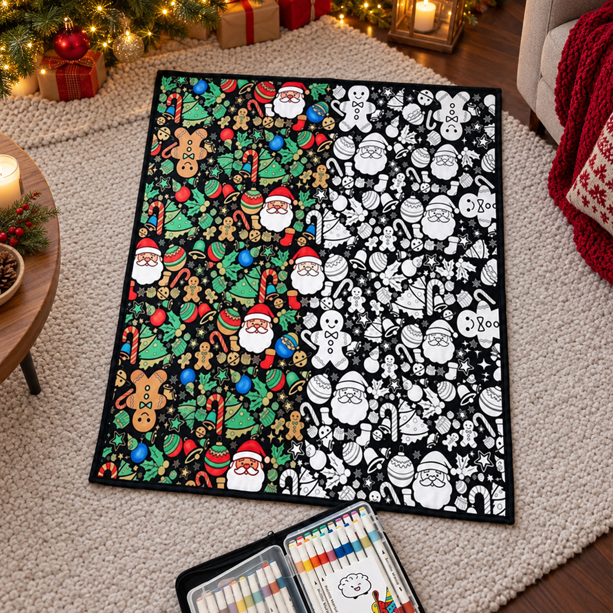 Christmas Coloring Blanket for Kids, Reusable Holiday Activity Blanket, Christmas Gift for Boys Girls 686575 WFD