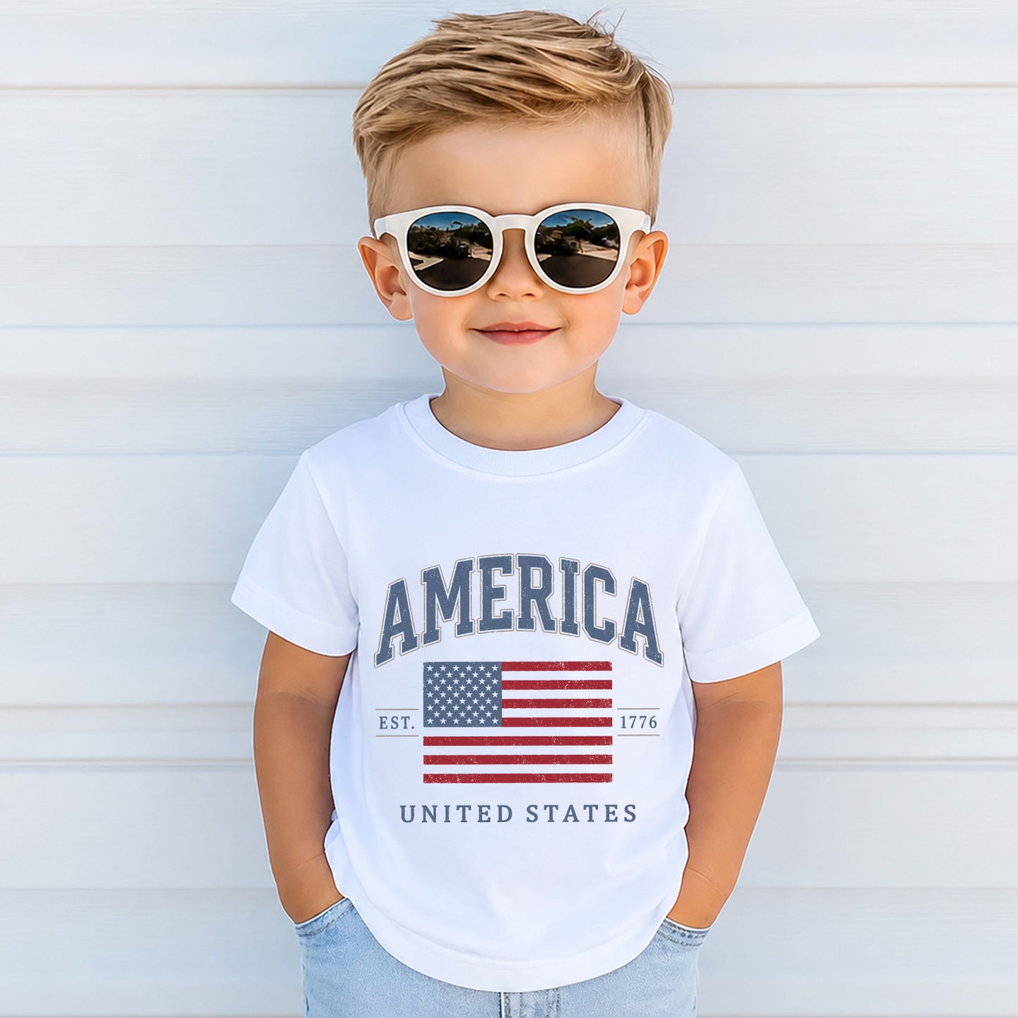 250 Years USA Flag Kids Shirt, America Est. 1776 Patriotic Tee, United States 4th of July Youth Shirt 685472