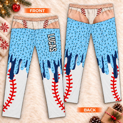 Personalized Ice Cream Drip Sports Pajama Pants, Custom Name Fake Underwear Lounge Pants, Sports Fan Gift 686602 WFD