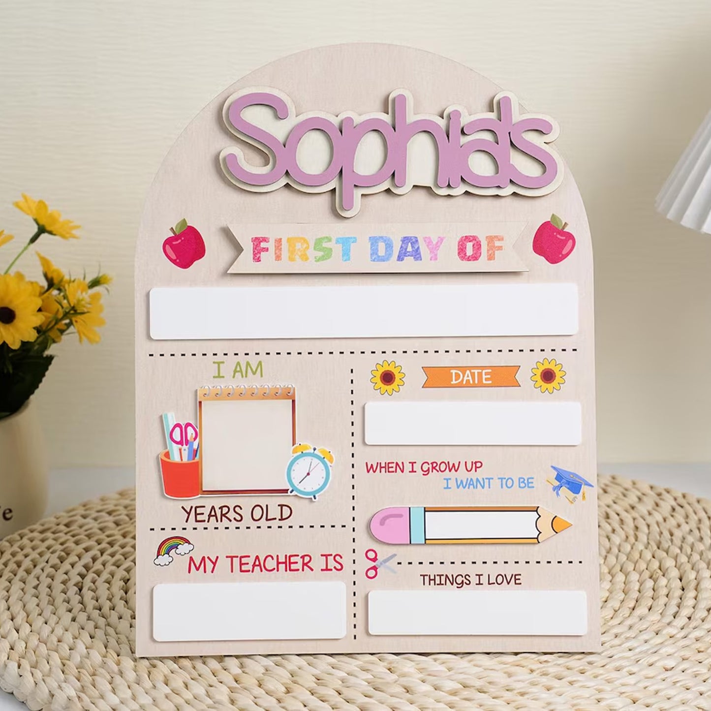 Personalized First Last Day of School Wooden School Board, Custom Preschool Kindergarten Sign 685370