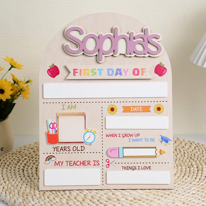 Personalized First Last Day of School Wooden School Board, Custom Preschool Kindergarten Sign 685370