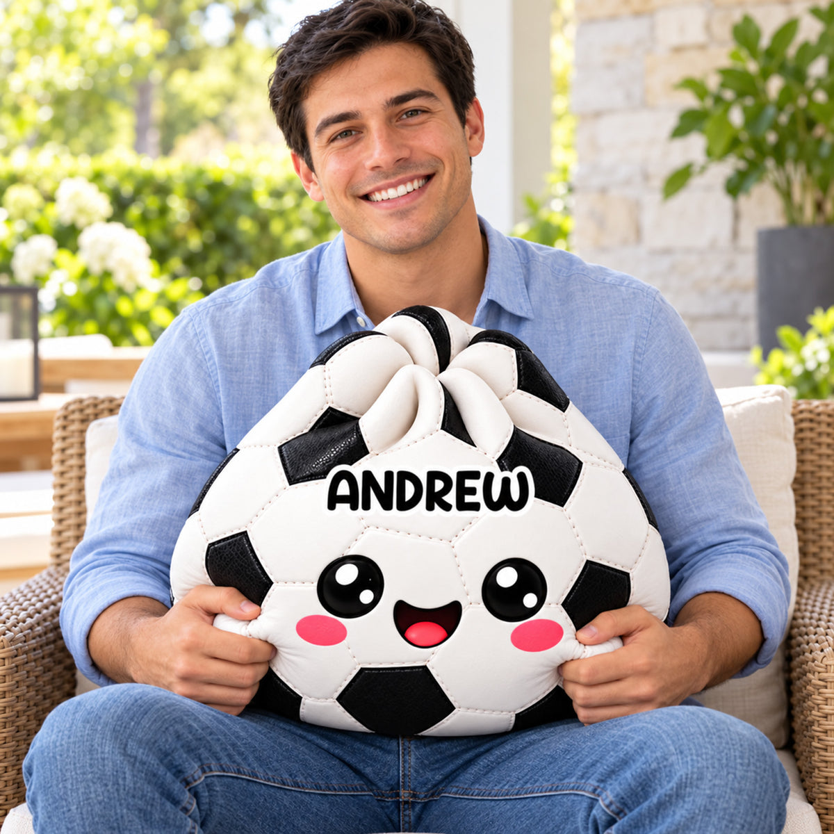 Personalized Sports Ball Squishy Shaped Pillow, Custom Name Cute Plush Cushion, Sports Lover Gift for Kids 686964 WFD