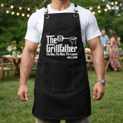Custom Embroidered Apron for Dad Grandpa, Personalized Father’s Day Gift, BBQ Grilling Apron for Him 685135