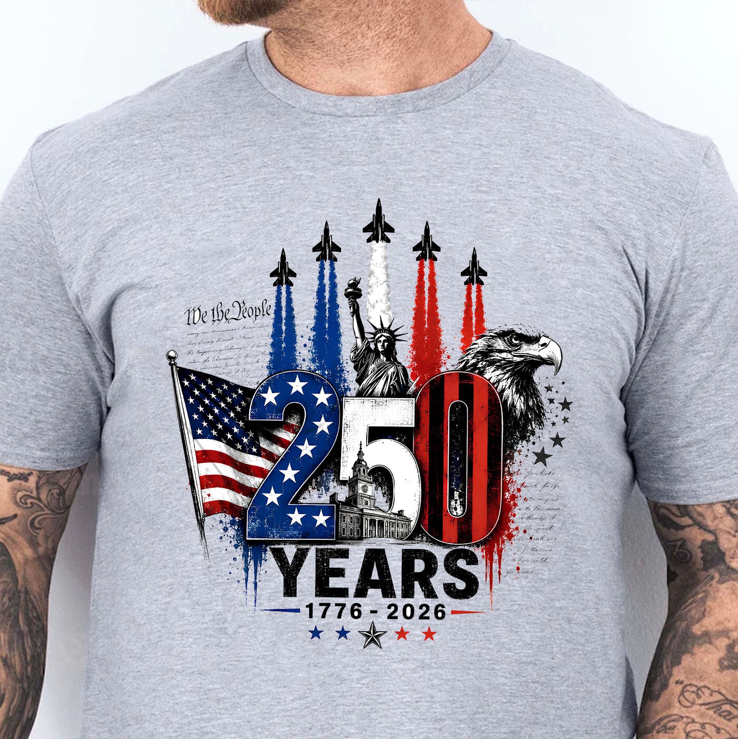 USA 250 Years Anniversary Shirt, Patriotic Jet Fighter Tee, 1776-2026 4th of July Shirt 685156
