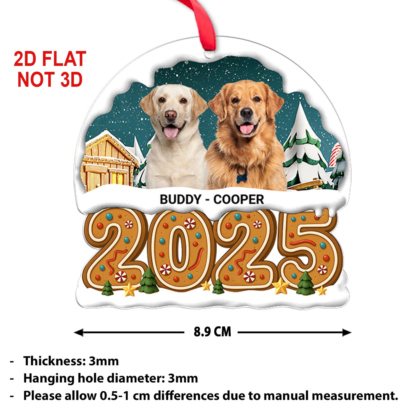 Personalized Dog Photo Upload 2025 Acrylic Ornament | Custom Pet Photo Christmas Ornament 683503