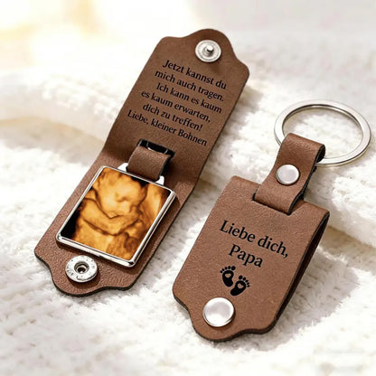 Custom Ultrasound Leather Keychain, Personalized Sonogram Keyring, Dad To Be Gift for Husband 685082