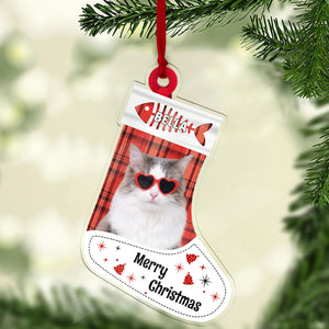 Christmas Dog Cat Photo Acrylic Ornament | Personalized Custom Name Pet Photo Ornament 683616