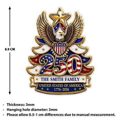 Personalized USA 250th Anniversary Acrylic Ornament, 1776-2026 Patriotic Eagle Christmas Decor 685880