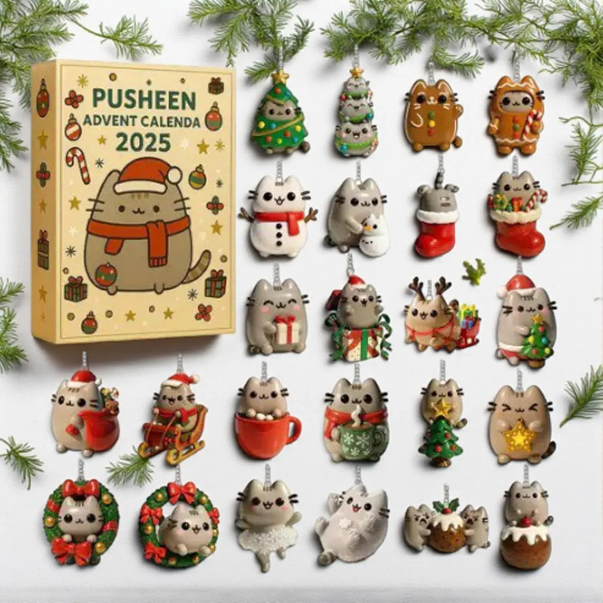 2D Acrylic Cat Christmas Advent Calendar, 24 Mini Cat Figurines, Cat Lover Christmas Decor Gift 686318 WFD