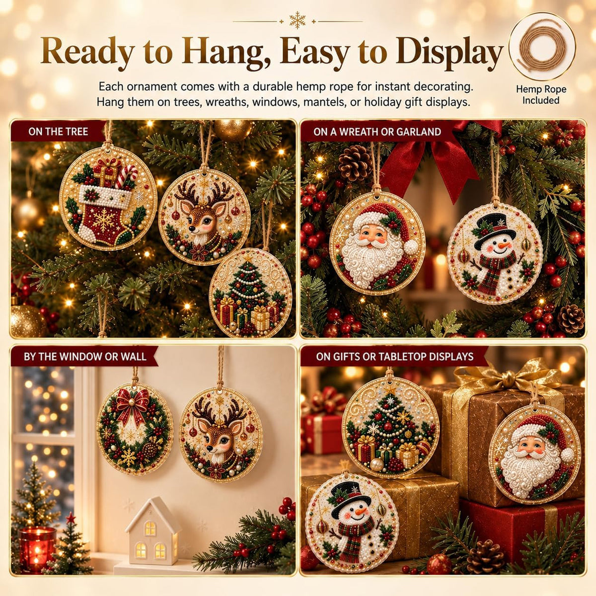 6PCS DIY Christmas Ornaments, Pearl Diamond Art Kits for Adults, Holiday Craft Christmas Decor 686438 WFD