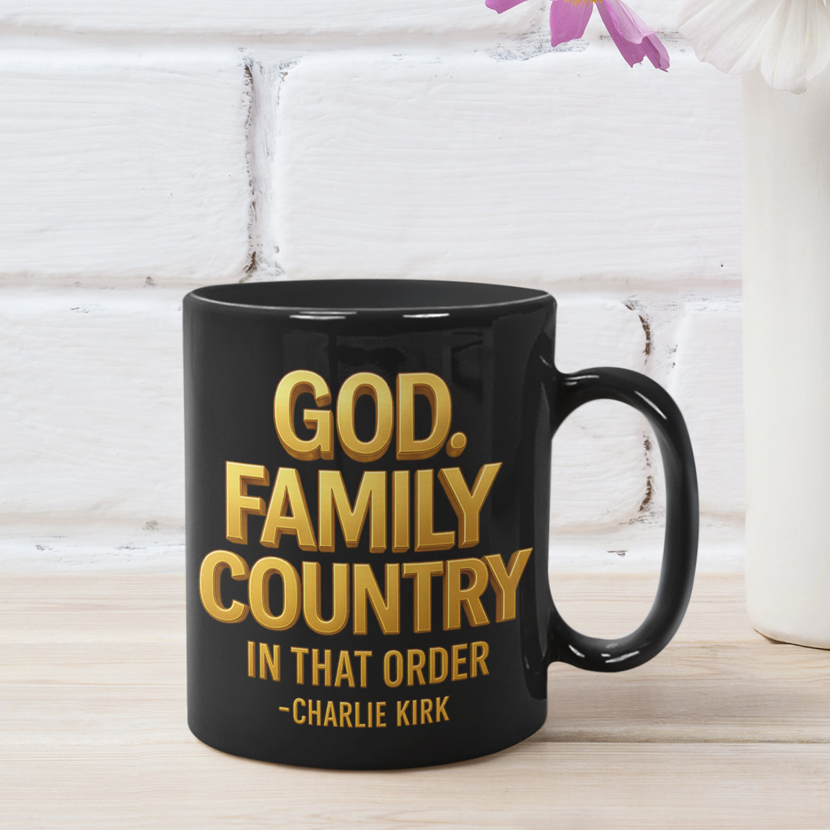 God Family Country Mug | Charlie Kirk Coffee Mug | Justice For Charlie Kirk Black Mug 683416