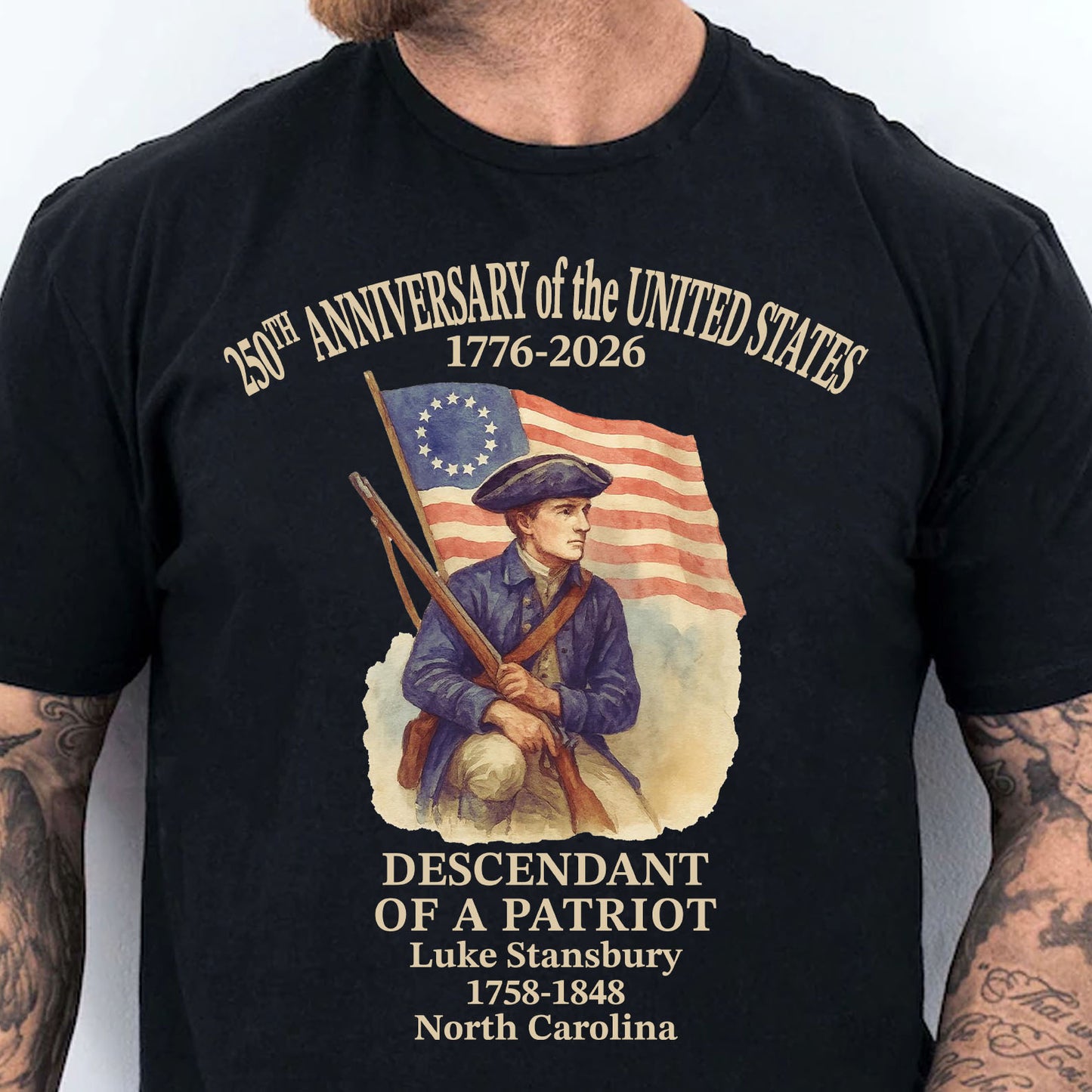 Custom Name 250 Years of America Shirt | Personalized Descendant of a Patriot | Patriotic 1776–2026 Tee 684228