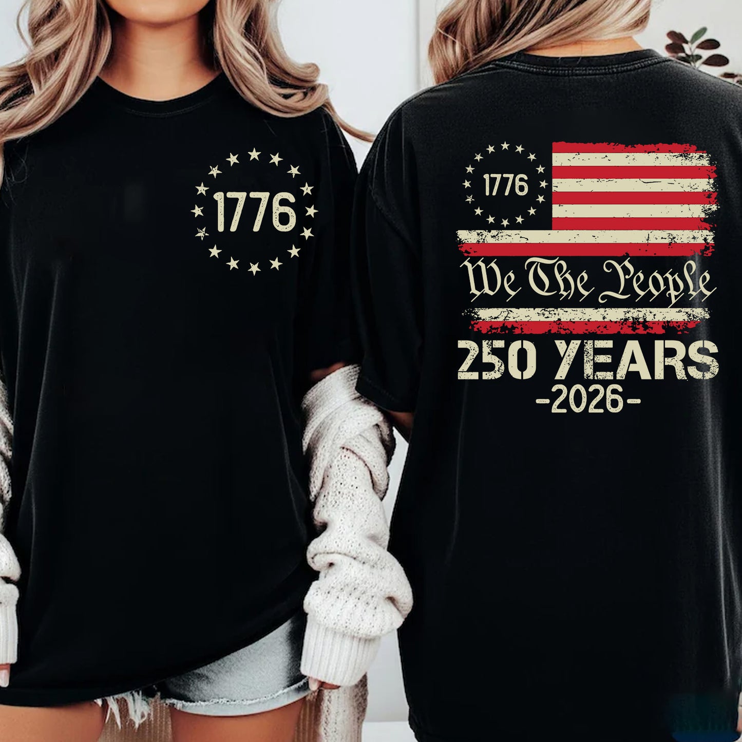 250 Years Anniversary Shirt, Patriotic 4th of July Hoodie, We The People 1776–2026 Pocket & Back Shirt 684132