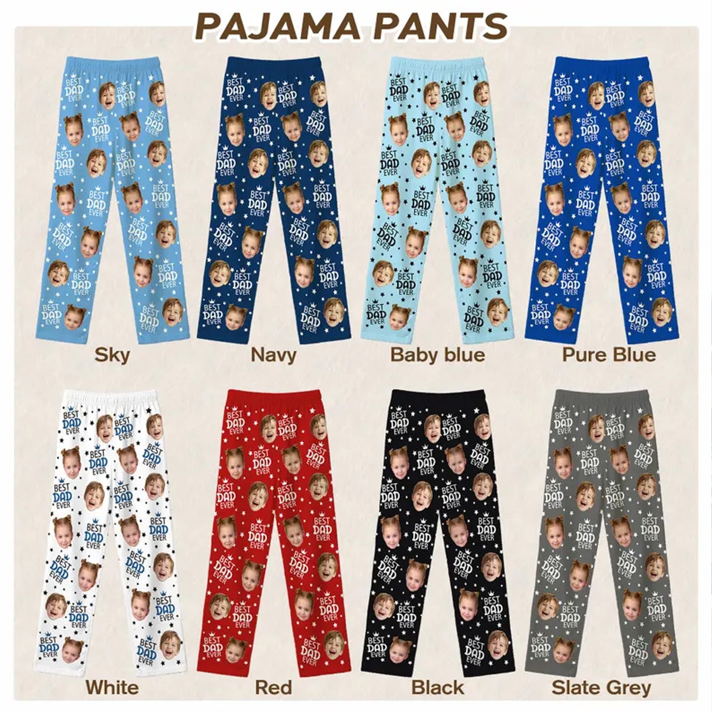 Custom Kids Face Pajama Pants, Personalized Photo Pajamas for Dad & Mom, Father’s Day Gift 685143